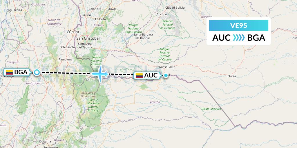 VE95 Easyfly Flight Map: Arauca to Bucaramanga