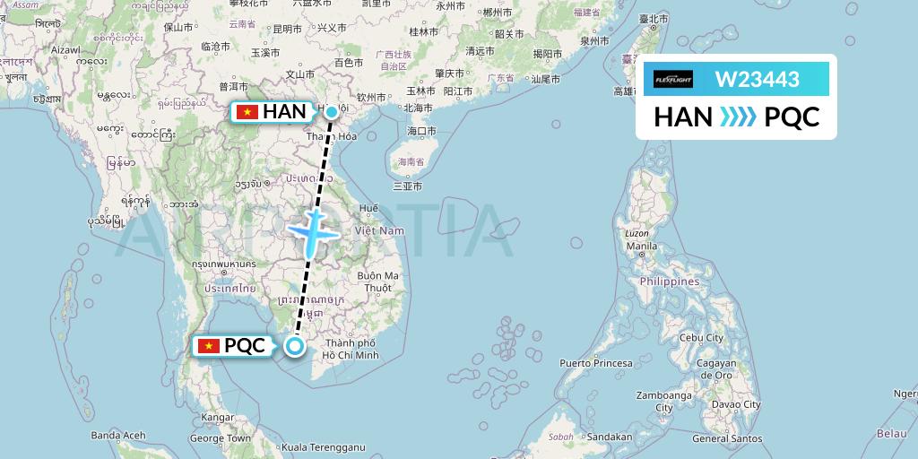 W23443 Flex Flight Flight Map: Hanoi to Phu Quoc