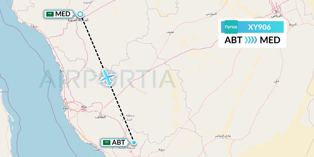 XY906 Flynas Flight Map: Al-Baha to Medina
