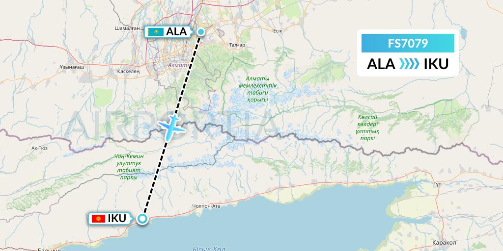 FS7079 Flyr Flight Map: Almaty to Tamchy