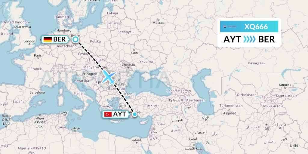 XQ666 SunExpress Flight Map: Antalya to Berlin