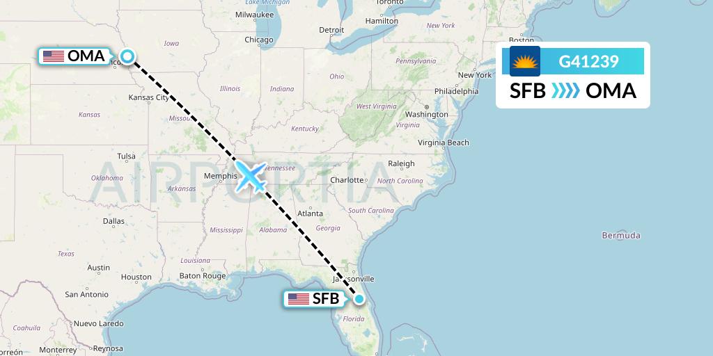 G41239 Allegiant Air Flight Map: Orlando to Omaha