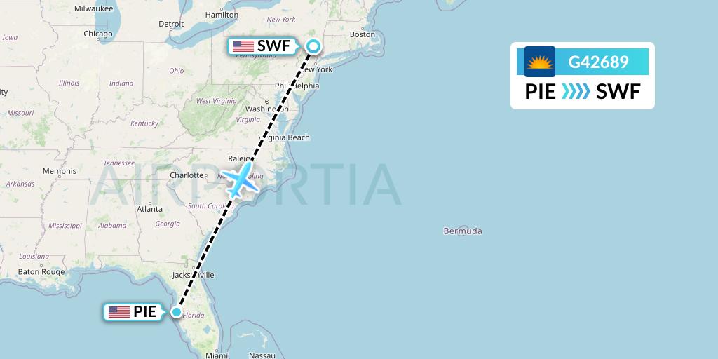 G42689 Allegiant Air Flight Map: St. Petersburg to Newburgh