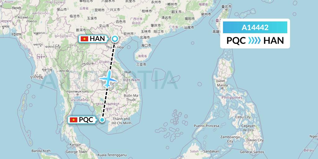 A14442 A.p.g. Distribution Systems Flight Map: Phu Quoc to Hanoi