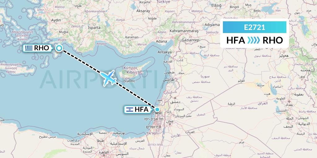 E2721 Eurowings Europe Flight Map: Haifa to Rhodes