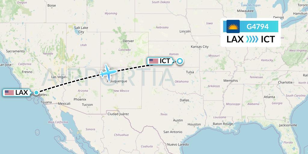 G4794 Allegiant Air Flight Map: Los Angeles to Wichita