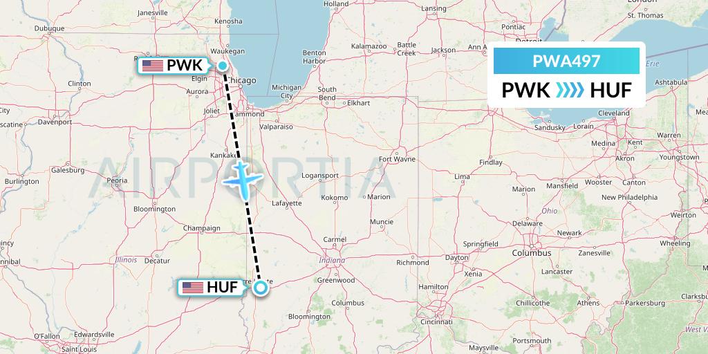 PWA497 Priester Aviation Flight Map: Chicago to Terre Haute