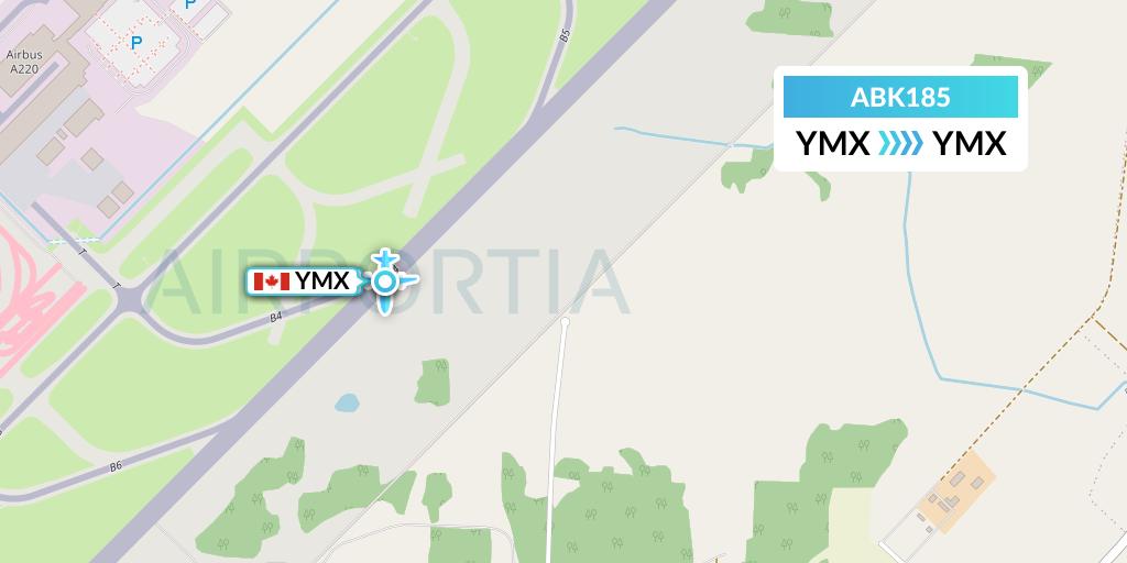 ABK185 Alberta Citylink Flight Map: Montreal to Montreal