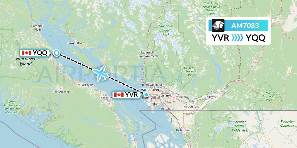 AM7083 Aeromexico Flight Map: Vancouver to Comox
