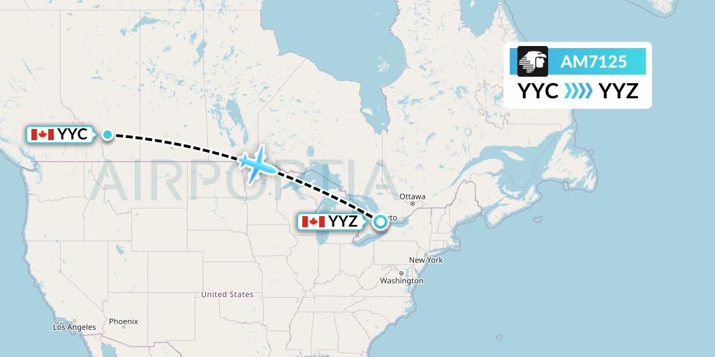 AM7125 Aeromexico Flight Map: Calgary to Toronto