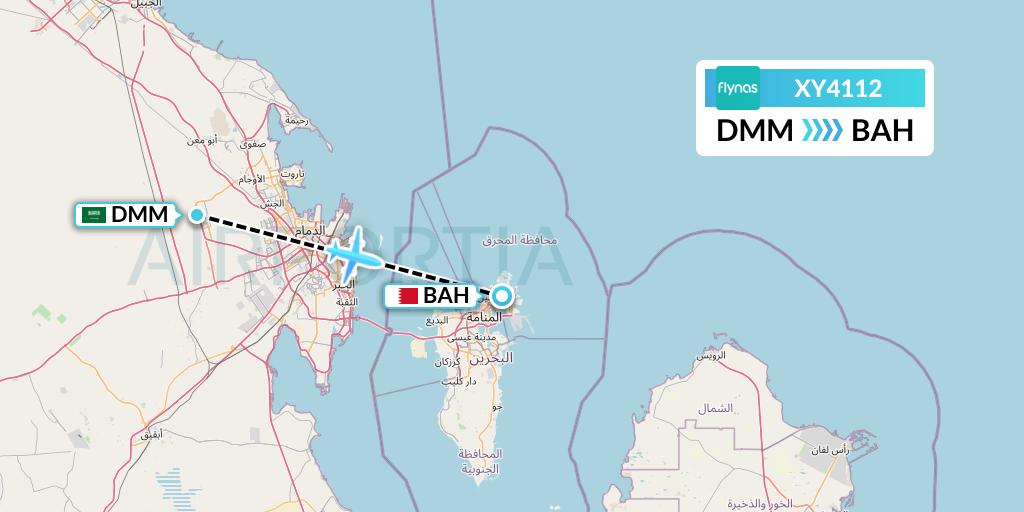 XY4112 Flynas Flight Map: Dammam to Bahrain