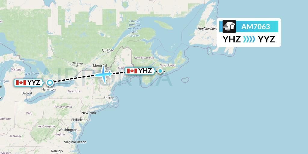 AM7063 Aeromexico Flight Map: Halifax to Toronto