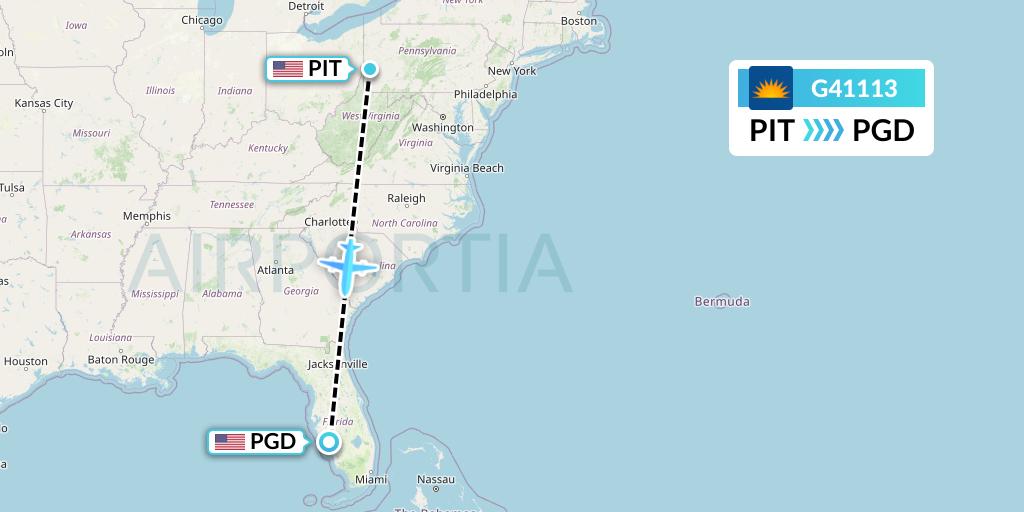 G41113 Allegiant Air Flight Map: Pittsburgh to Punta Gorda
