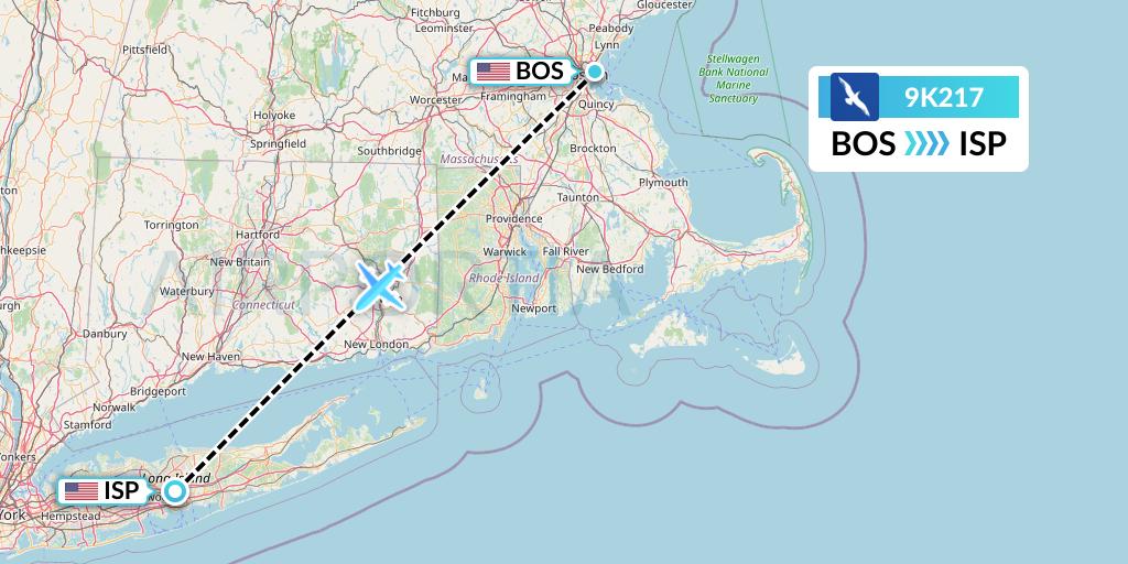 9K217 Cape Air Flight Map: Boston to Islip