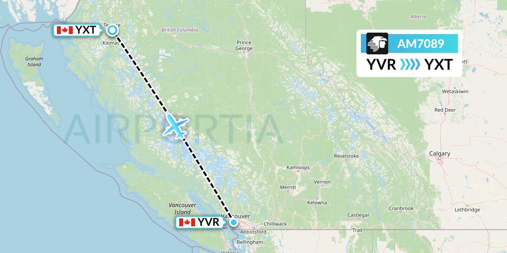 AM7089 Aeromexico Flight Map: Vancouver to Terrace