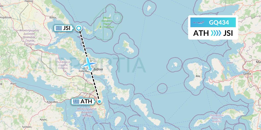 GQ434 Sky Express (Greece) Flight Map: Athens to Skiathos