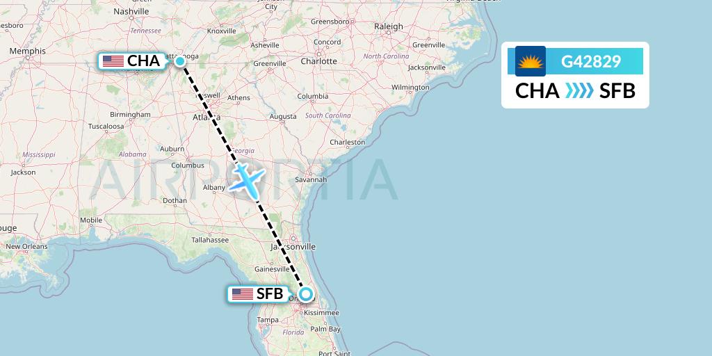 G42829 Allegiant Air Flight Map: Chattanooga to Orlando