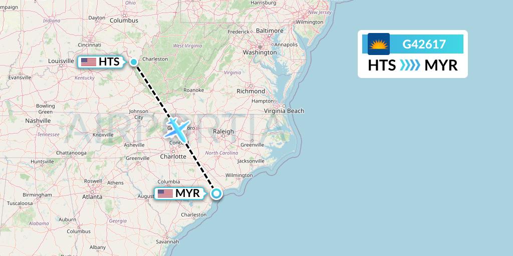 G42617 Allegiant Air Flight Map: Huntington to Myrtle Beach