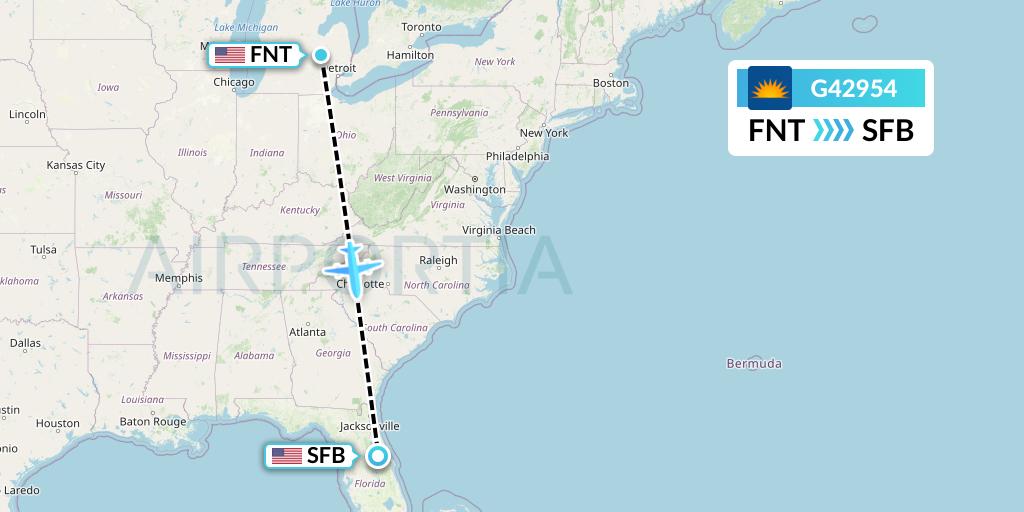 G42954 Allegiant Air Flight Map: Flint to Orlando