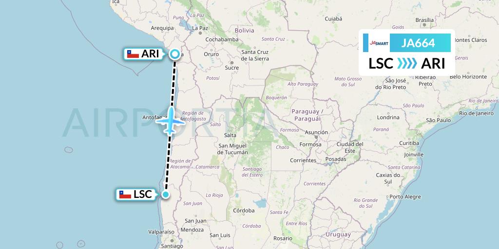 JA664 JetSMART Flight Map: La Serena to Arica