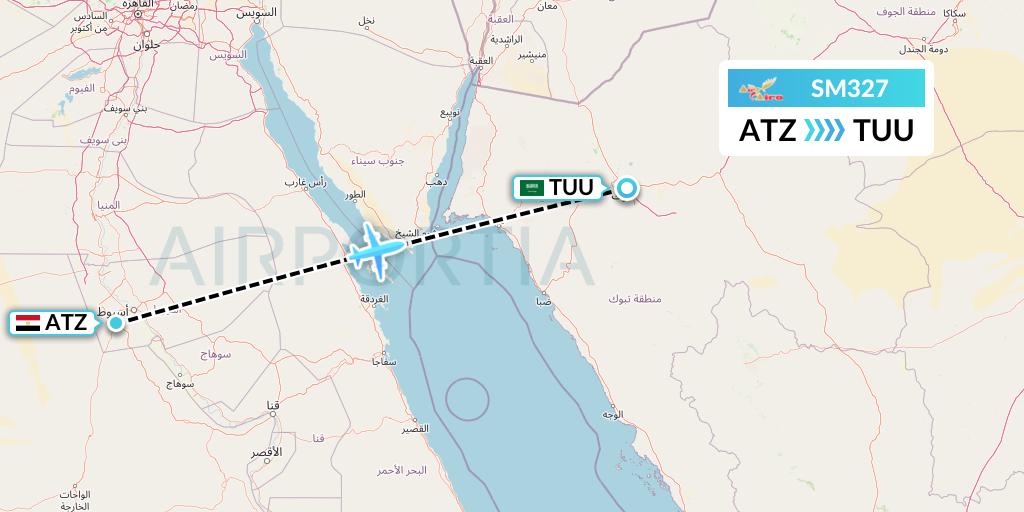 SM327 Air Cairo Flight Map: Assiut to Tabuk