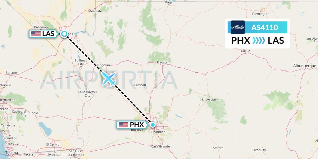 AS4110 Alaska Airlines Flight Map: Phoenix to Las Vegas