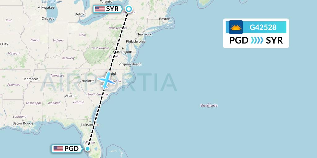 G42528 Allegiant Air Flight Map: Punta Gorda to Syracuse