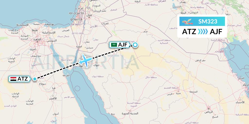 SM323 Air Cairo Flight Map: Assiut to Sakaka