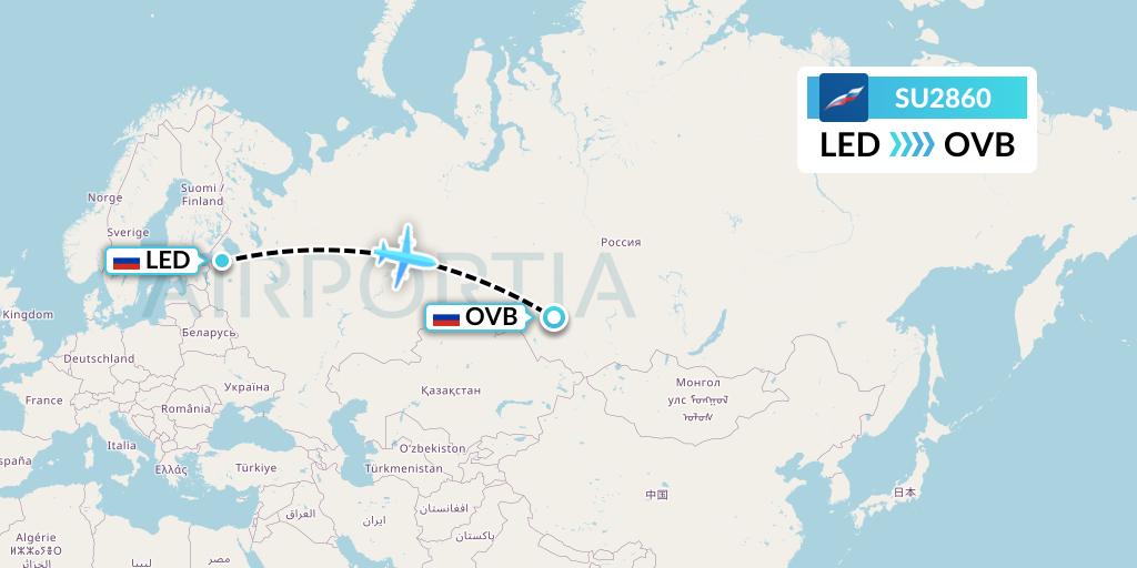 SU2860 Aeroflot Flight Map: St. Petersburg to Novosibirsk