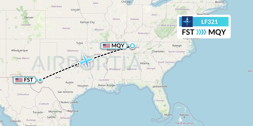 LF321 Corporate Flight Management Flight Map: Fort Stockton to Smyrna