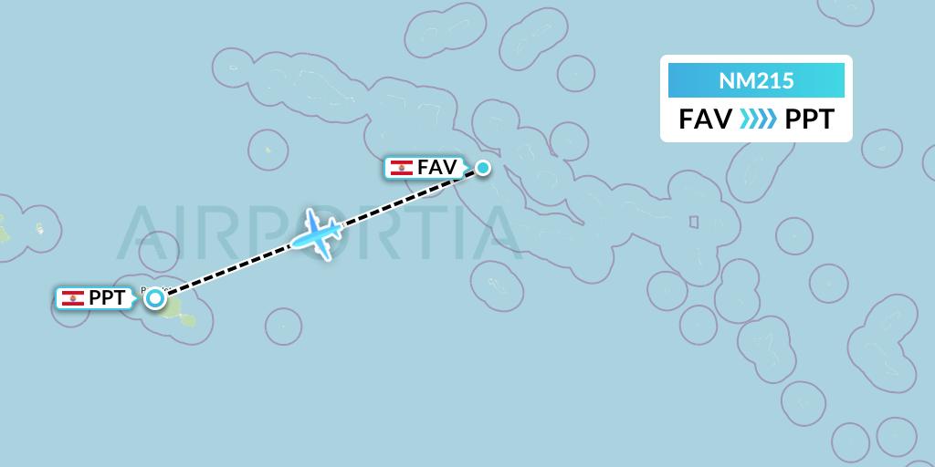 NM215 Air Moana Flight Map: Fakarava to Papeete
