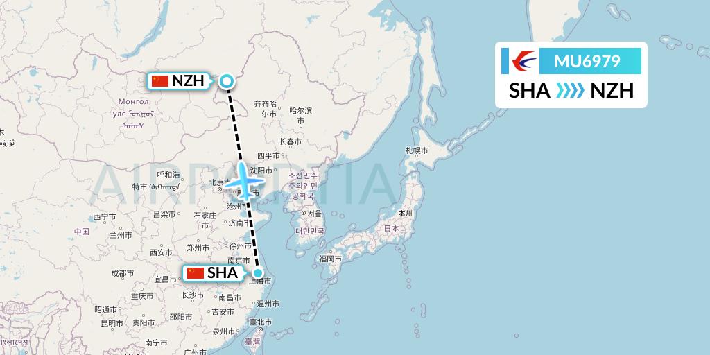 MU6979 China Eastern Airlines Flight Map: Shanghai to Manzhouli