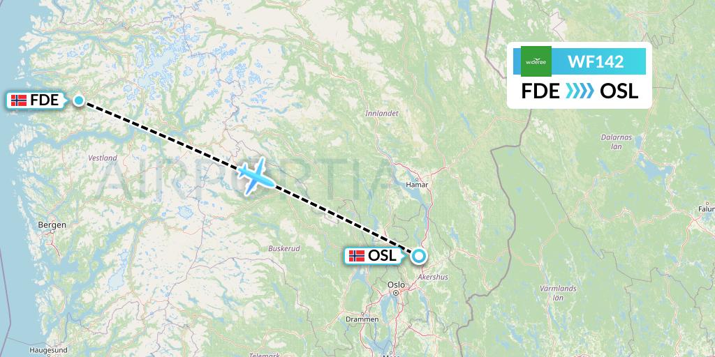 WF142 Wideroe Flight Map: Forde to Oslo