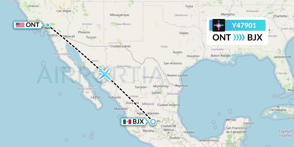 Y47901 Volaris Flight Map: Ontario to Silao