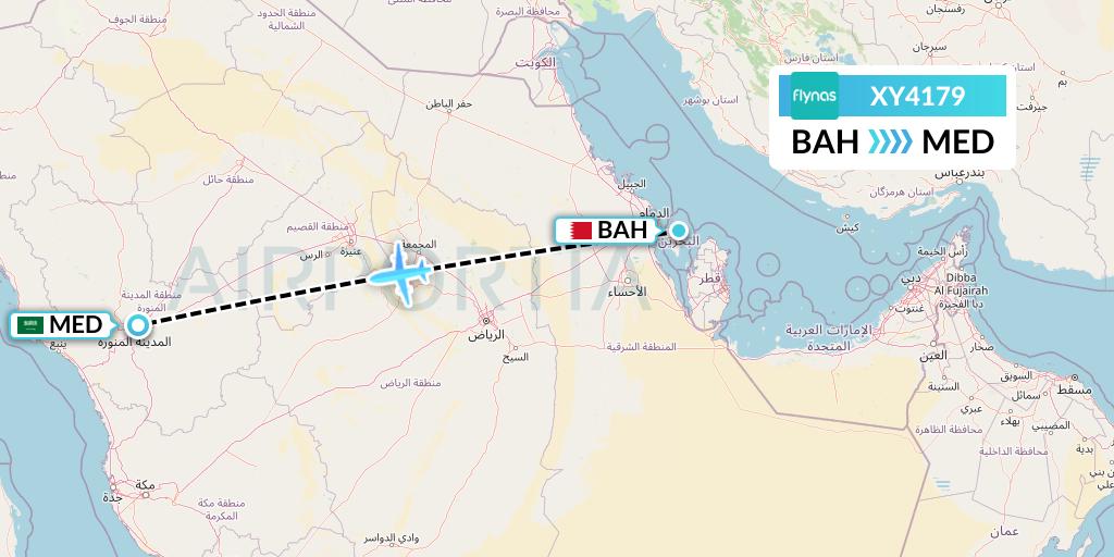 XY4179 Flynas Flight Map: Bahrain to Medina