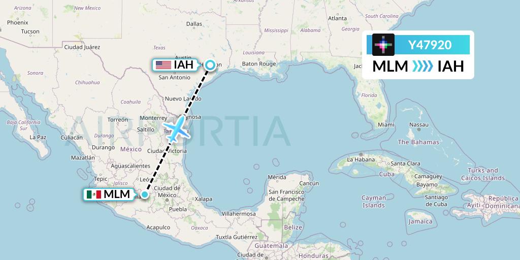 Y47920 Volaris Flight Map: Morelia to Houston