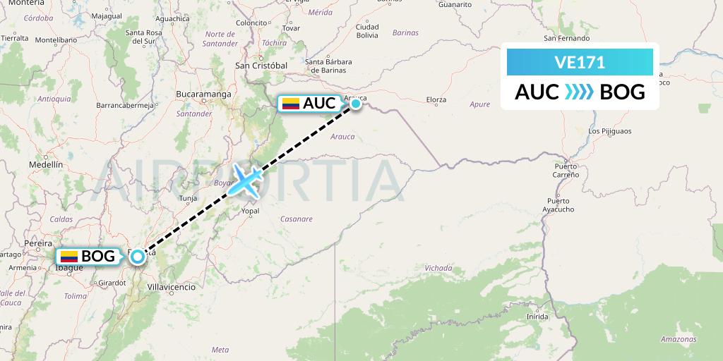 VE171 Easyfly Flight Map: Arauca to Bogota
