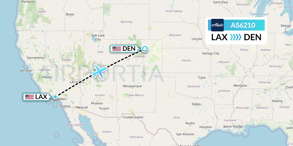 AS6210 Alaska Airlines Flight Map: Los Angeles to Denver