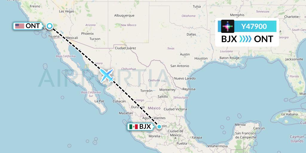 Y47900 Volaris Flight Map: Silao to Ontario