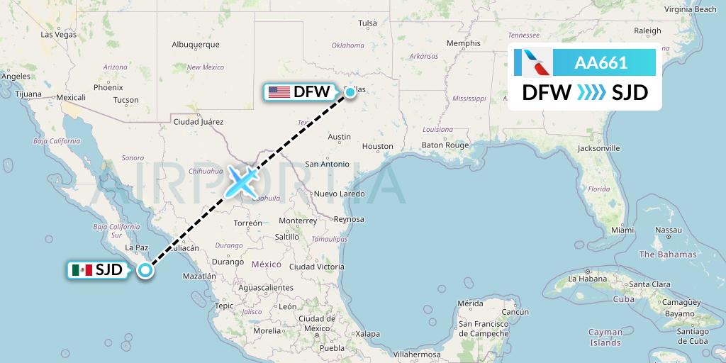 AA661 American Airlines Flight Map: Dallas to San Jose del Cabo