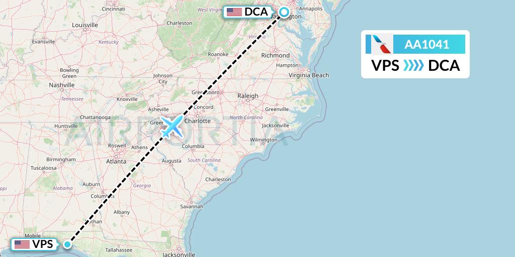 AA1041 American Airlines Flight Map: Valparaiso to Washington