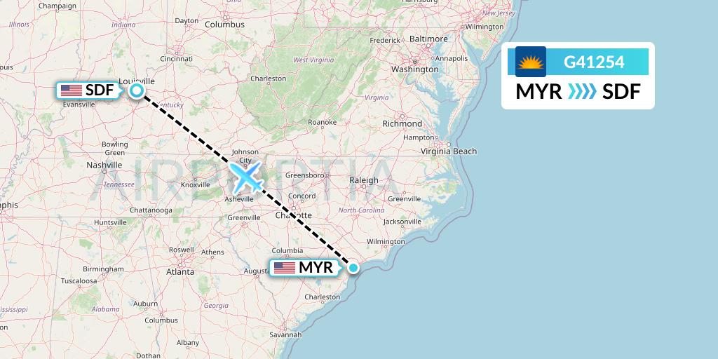 G41254 Allegiant Air Flight Map: Myrtle Beach to Louisville