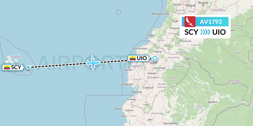 AV1793 Avianca Flight Map: San Cristobal to Quito