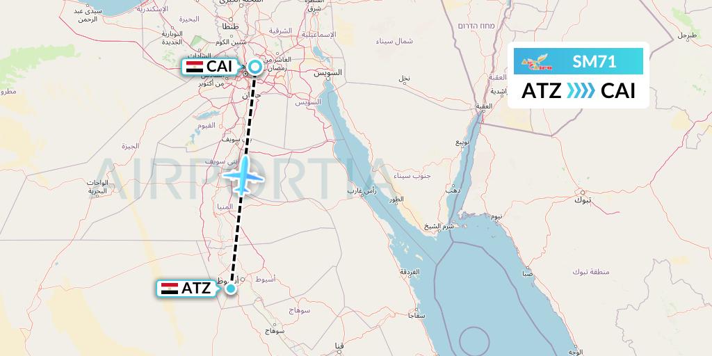 SM71 Air Cairo Flight Map: Assiut to Cairo