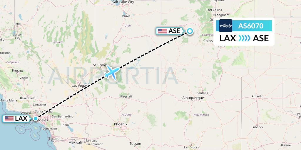 AS6070 Alaska Airlines Flight Map: Los Angeles to Aspen