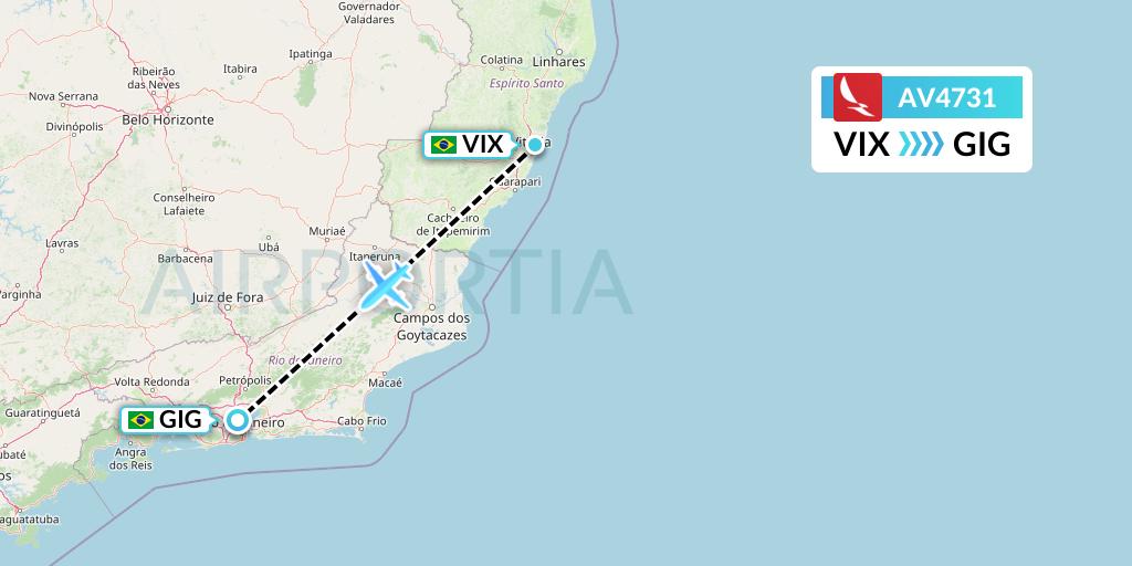 AV4731 Avianca Flight Map: Vitoria to Rio de Janeiro