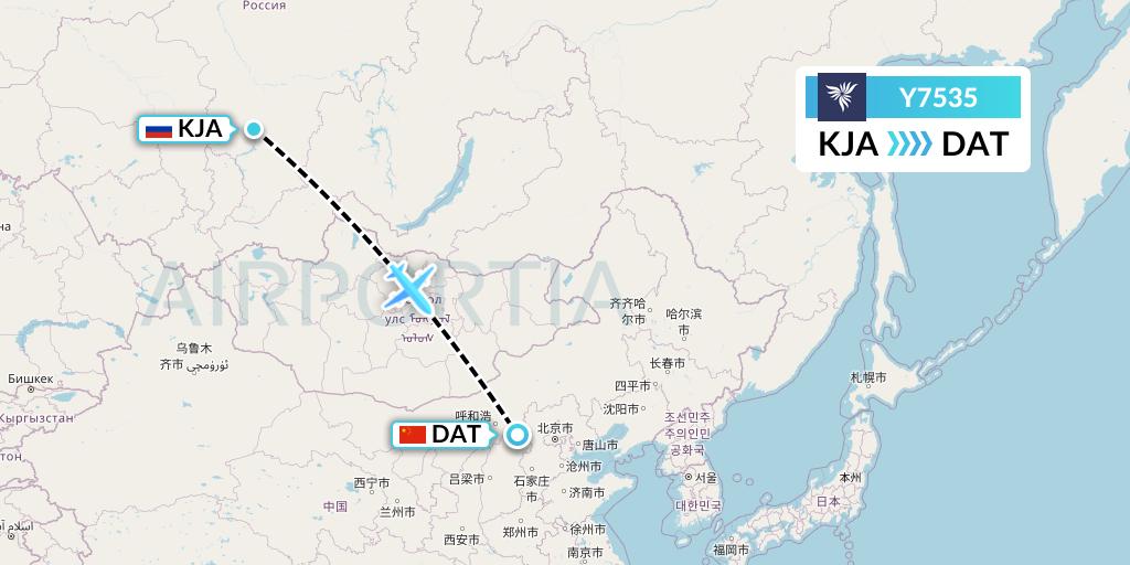 Y7535 NordStar Flight Map: Krasnoyarsk to Datong