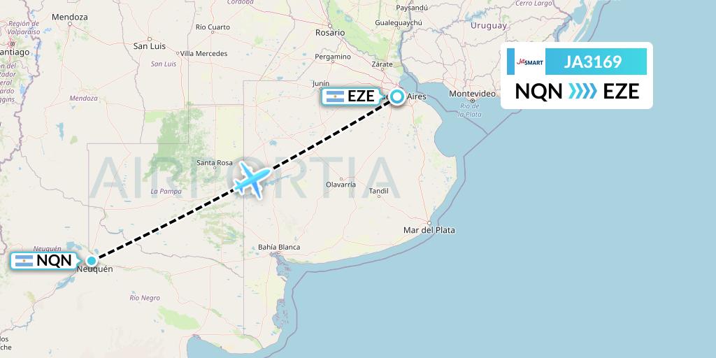 JA3169 JetSMART Flight Map: Neuquen to Buenos Aires