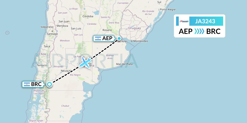 JA3243 JetSMART Flight Map: Buenos Aires to San Carlos de Bariloche