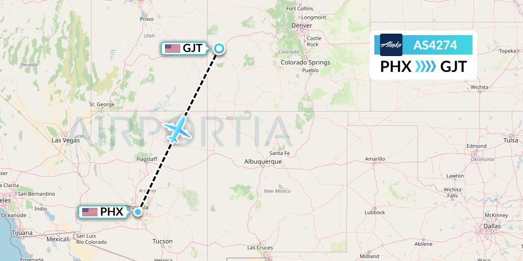 AS4274 Alaska Airlines Flight Map: Phoenix to Grand Junction